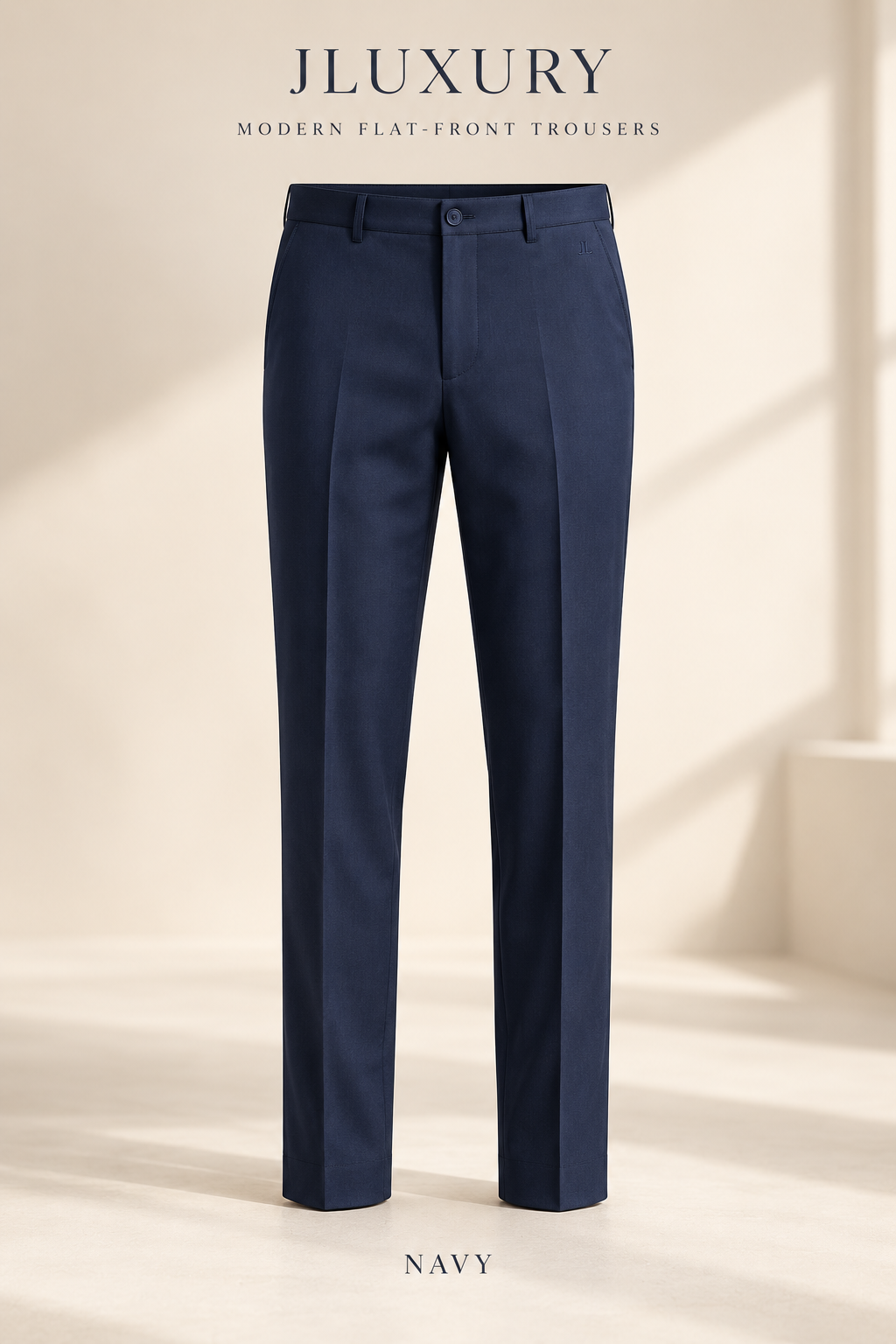 JLUXURY Modern Flat-Front Trousers