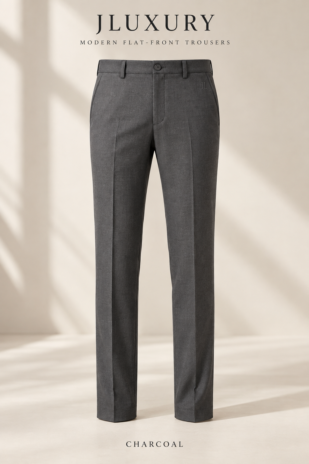 JLUXURY Modern Flat-Front Trousers