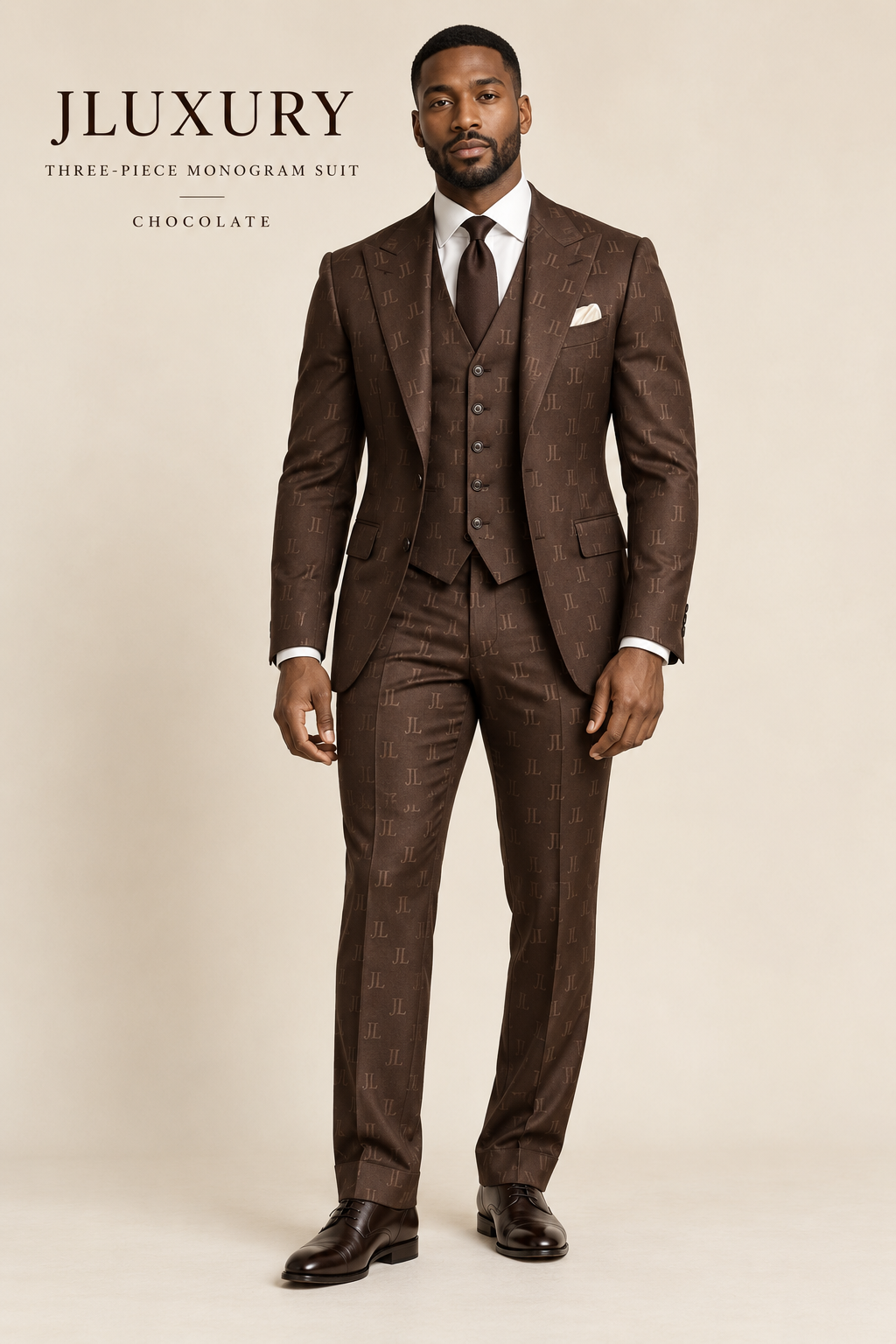 JLUXURY Signature Three-Piece Monogram Suit